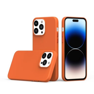 For iPhone 13 6.1 PU Leather with inner [Magnetic Circle] Colored Metal Buttons - Orange