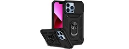 For iPhone 13 6.1 SQUARE Passion Glitter Diamond Ring Stand Case Cover - BLACK CHROME I