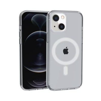 For iPhone 13 6.1 Sturdy Ultra [Magnetic Circle] Thick 3mm Transparent Hybrid - Smoke