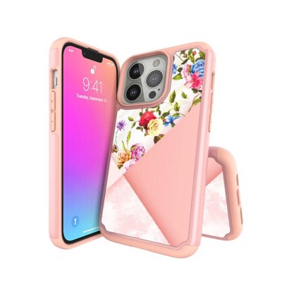 For iPhone 13 6.1 Trendy Fashion Design Hybrid Case Cover - Geometric