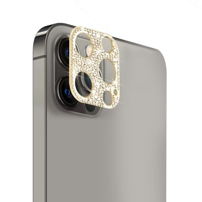 For iPhone 13 Mini 5.4 Camera Lens Zinc Alloy With Diamond - Gold