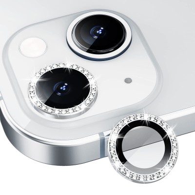For iPhone 13 Mini 5.4 Camera Lens Zinc Alloy With Diamond - Silver