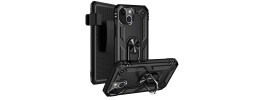 For iPhone 13 Mini 5.4 Commando Holster Kickstand Hybrid Tough Case Cover - Black/Black