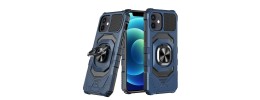 For iPhone 13 Mini 5.4 ELITE Camera Push Magnetic Ring Stand Hybrid Case Cover - Blue