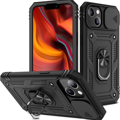 For iPhone 13 Mini 5.4 Machine Magnetic Kickstand Case Cover - Black