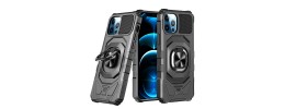 For iPhone 13 Mini 5.4 Ring Magnetic Kickstand Hybrid Case Cover - Black