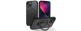 For iPhone 13 Mini 5.4 Robust Magnetic Kickstand Hybrid Case Cover - Black