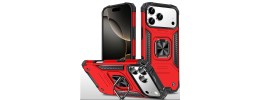 For iPhone 13 Mini 5.4 Robust Magnetic Kickstand Hybrid Case Cover - Red