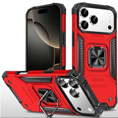 For iPhone 13 Mini 5.4 Robust Magnetic Kickstand Hybrid Case Cover - Red