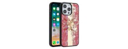 For iPhone 13 Mini 5.4 Trendy Fashion Design Hybrid Case Cover - Butterfly Floral on Red