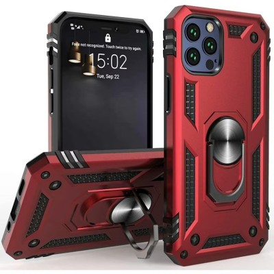 For iPhone 13 Mini 5.4 Trendy Fashion Design Hybrid Case Cover - Crown on Red