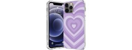 For iPhone 13 Mini 5.4 Trendy Fashion Design Hybrid Case Cover - Heart on Purple