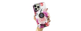 For iPhone 13 Pro AMAZE Floral IMD Hybrid with Magnetic Ring Stand Case Cover - A