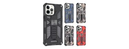 For iPhone 13 Pro Alien Design Shockproof Kickstand Magnetic Hybrid Case Cover - Black