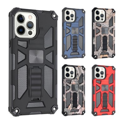 For iPhone 13 Pro Alien Design Shockproof Kickstand Magnetic Hybrid Case Cover - Black