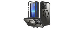 For iPhone 13 Pro Aluminium Alloy Magnetic Ring Stand Hybrid Case Cover - Black