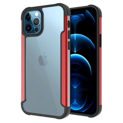 For iPhone 13 Pro Aluminium Alloy Transparent PC TPU Slick Hybrid - Black