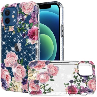 For iPhone 13 Pro BLOOM 2.5mm Floral Glitter TPU Design Case Cover - A