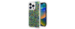 For iPhone 13 Pro Bling Glitter Chips Epoxy Hybrid Case Cover - G