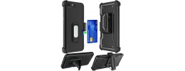 For iPhone 13 Pro CARD Holster with Kickstand Clip Hybrid Case Cover - Black