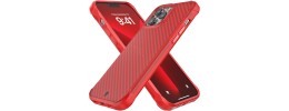 For iPhone 13 Pro Carbon Design ShockProof Hybrid Case Cover - Red