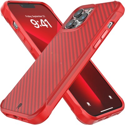 For iPhone 13 Pro Carbon Design ShockProof Hybrid Case Cover - Red