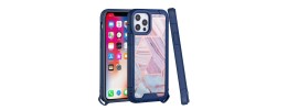 For iPhone 13 Pro Carbonara IMD Design Hybrid Case Cover - Blue with Marble