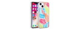 For iPhone 13 Pro Carbonara IMD Design Hybrid Case Cover - Red with Flowers