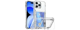 For iPhone 13 Pro Card Holder (Upto 2) with Mirror Hybrid Shockproof Case Cover - White