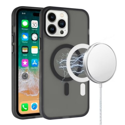 For iPhone 13 Pro Classy Slick Chromed Around Hybrid Case Cover - Black