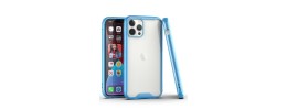 For iPhone 13 Pro Colored Shockproof Transparent Hard PC TPU Hybrid Case Cover - Clear/Blue
