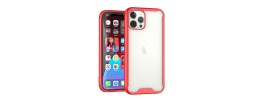 For iPhone 13 Pro Colored Shockproof Transparent Hard PC TPU Hybrid Case Cover - Clear/Red