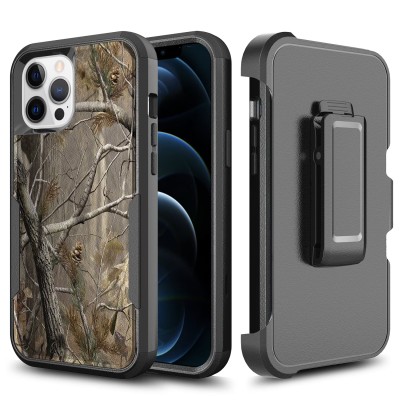 For iPhone 13 Pro Commando Holster Kickstand Hybrid Tough Case Cover - Camo Branch