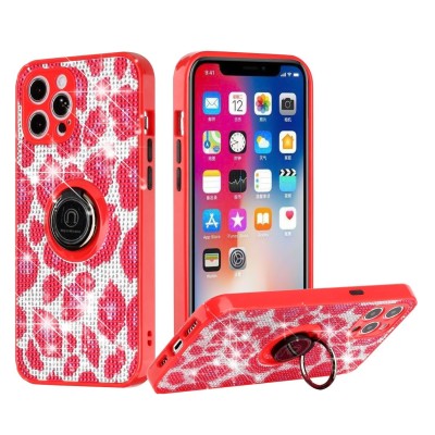 For iPhone 13 Pro Crystal Diamond Bling Magnetic Ring Stand Case Cover - Animal H