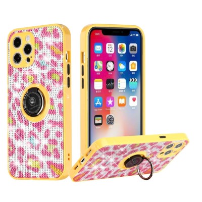 For iPhone 13 Pro Crystal Diamond Bling Magnetic Ring Stand Case Cover - Animal J