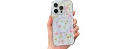 For iPhone 13 Pro Crystal Diamond Bling Magnetic Ring Stand Case Cover - Floral F