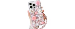 For iPhone 13 Pro Crystal Diamond Bling Magnetic Ring Stand Case Cover - Floral G