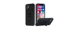 For iPhone 13 Pro DISCOVER Ring Stand Hybrid With Slide Camera Cover Case - Black