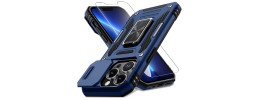 For iPhone 13 Pro DISCOVER Ring Stand Hybrid With Slide Camera Cover Case - Navy Blue