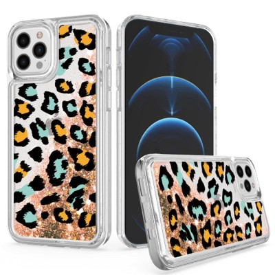 For iPhone 13 Pro Design Water Quicksand Glitter Case Cover - Animal E