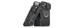 For iPhone 13 Pro Easy Viewing Kickstand Camera Protection Hybrid Case Cover - Black