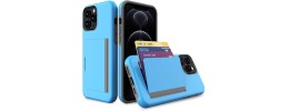 For iPhone 13 Pro Electroplated Card Holder High Quality Hybrid Case Cover - Blue