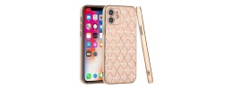 For iPhone 13 Pro Electroplated Grid Diamond Lines TPU Case Cover - Rose Gold