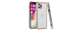 For iPhone 13 Pro Electroplated Hearts Love Sign Chrome TPU Case Cover - Mint