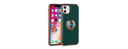For iPhone 13 Pro Electroplated TPU with Metal Ring Stand Case Cover - Light Green
