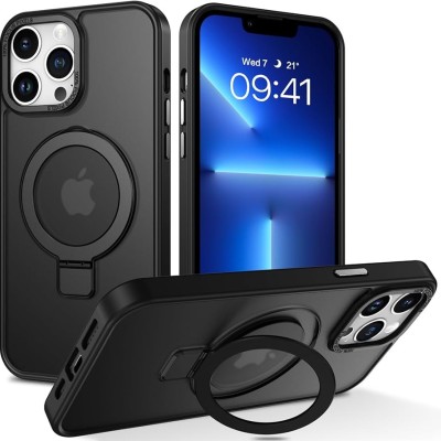 For iPhone 13 Pro Epoxy IMD Design Magnetic Ring Stand Hybrid Case Cover - B