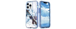 For iPhone 13 Pro Epoxy Marble Design Hybrid Case Cover - Blue
