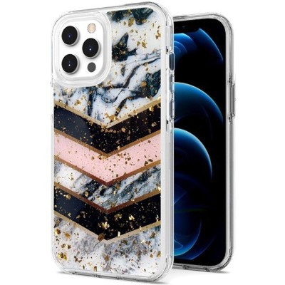 For iPhone 13 Pro Epoxy Marble Design Hybrid Case Cover - Teal