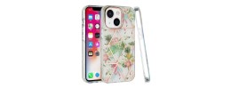 For iPhone 13 Pro Floral IMD Chrome Design Shockproof Hybrid Case Cover - Foral C