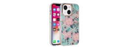 For iPhone 13 Pro Floral IMD Chrome Design Shockproof Hybrid Case Cover - Foral E